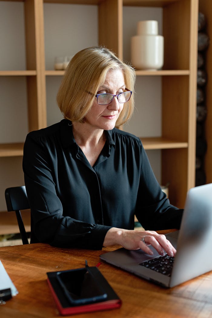 A Woman Working on Her Laptop